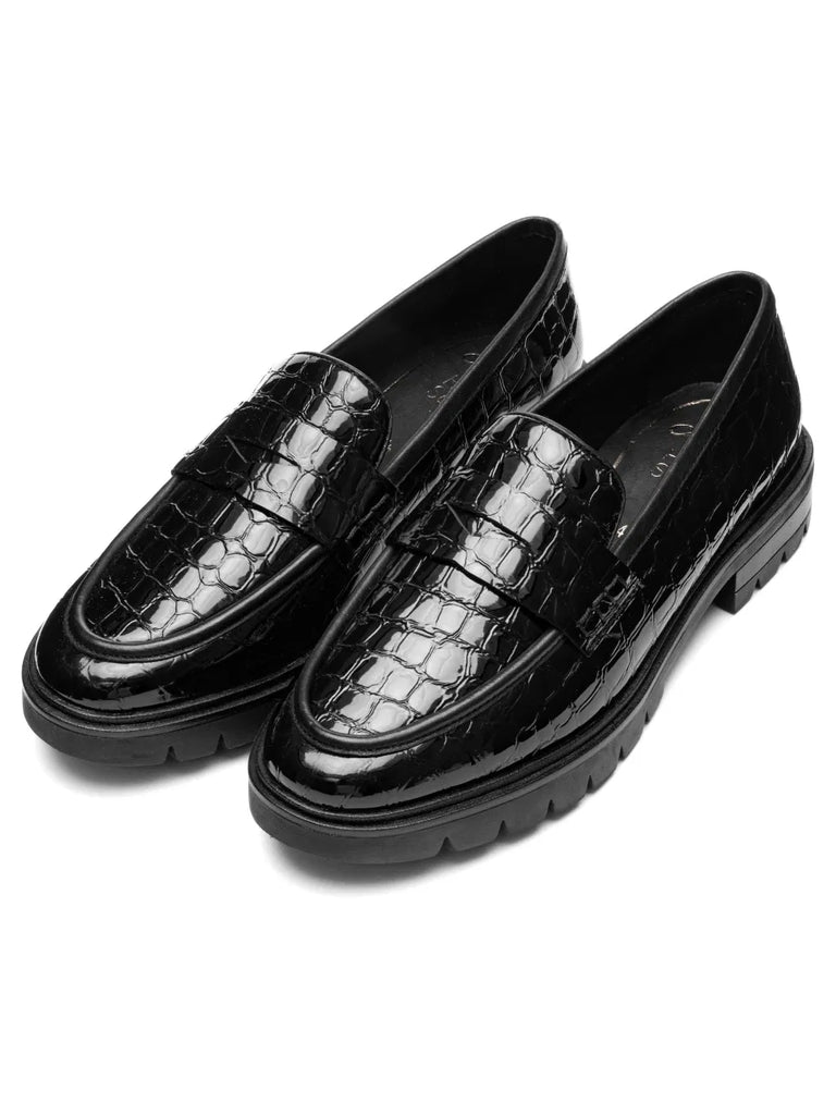 ARA Crescent CAMBRIDGE 12-11225-01 Noir Croco Vernis - Dealorys