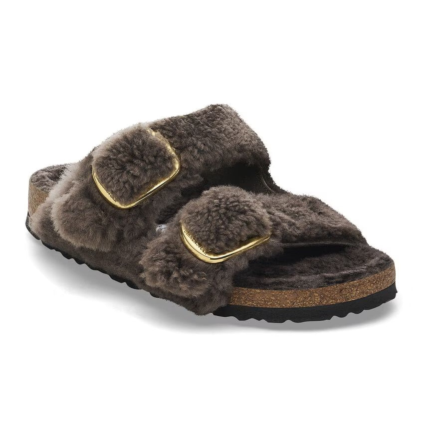 Birkenstock ARIZONA BIG BUCKLE Shearling 1028559 Concrete Gray | Teddy Largeur Étroite - Dealorys