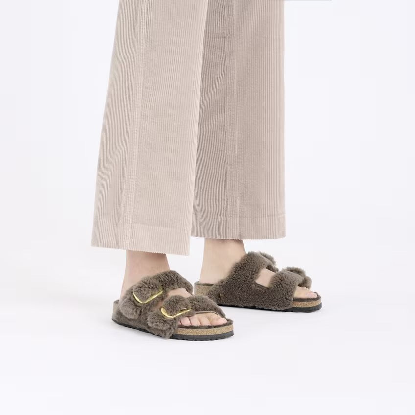 Birkenstock ARIZONA BIG BUCKLE Shearling 1028559 Concrete Gray | Teddy Largeur Étroite - Dealorys