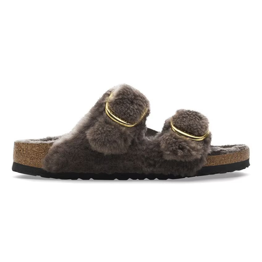 Birkenstock ARIZONA BIG BUCKLE Shearling 1028559 Concrete Gray | Teddy Largeur Étroite - Dealorys
