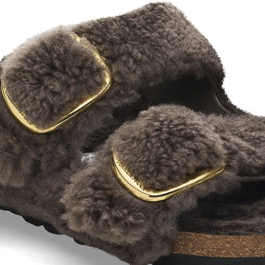 Birkenstock ARIZONA BIG BUCKLE Shearling 1028559 Concrete Gray | Teddy Largeur Étroite - Dealorys