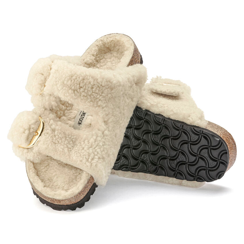 Birkenstock ARIZONA BIG BUCKLE Shearling 1023130 Eggshell | Teddy Largeur Étroite - Dealorys