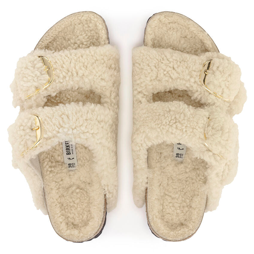 Birkenstock ARIZONA BIG BUCKLE Shearling 1023130 Eggshell | Teddy Largeur Étroite - Dealorys