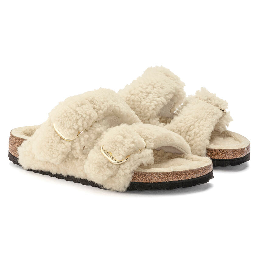 Birkenstock ARIZONA BIG BUCKLE Shearling 1023130 Eggshell | Teddy Largeur Étroite - Dealorys