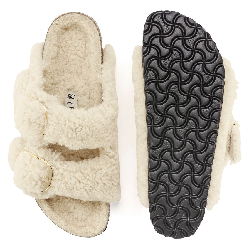 Birkenstock ARIZONA BIG BUCKLE Shearling 1023130 Eggshell | Teddy Largeur Étroite - Dealorys