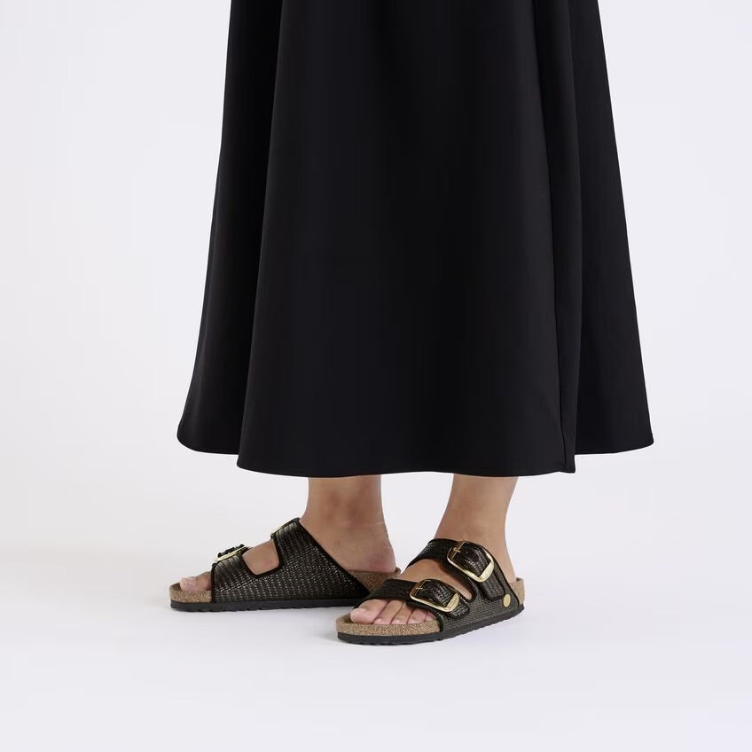 Birkenstock ARIZONA BIG BUCKLE 1029028 Noir | Raffia Textile Largeur Étroite - Dealorys