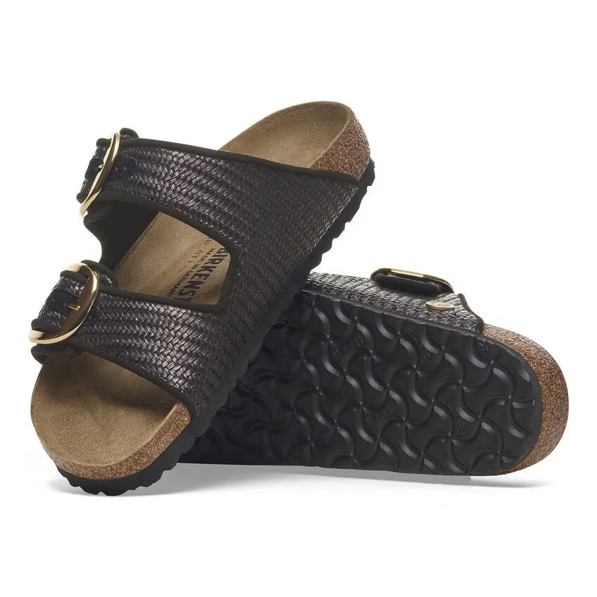 Birkenstock ARIZONA BIG BUCKLE 1029028 Noir | Raffia Textile Largeur Étroite - Dealorys