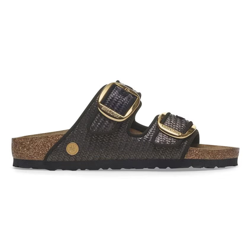 Birkenstock ARIZONA BIG BUCKLE 1029028 Noir | Raffia Textile Largeur Étroite - Dealorys