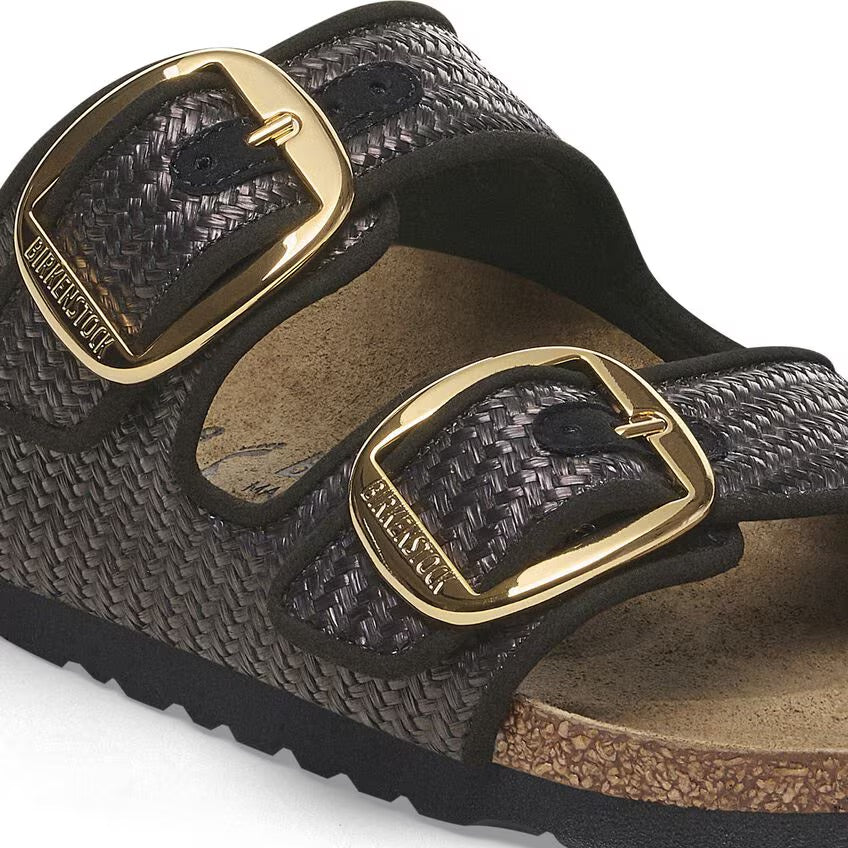 Birkenstock ARIZONA BIG BUCKLE 1029028 Noir | Raffia Textile Largeur Étroite - Dealorys