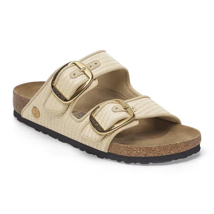 Birkenstock ARIZONA BIG BUCKLE 1029042 Natural | Raffia Textile Largeur Étroite - Dealorys