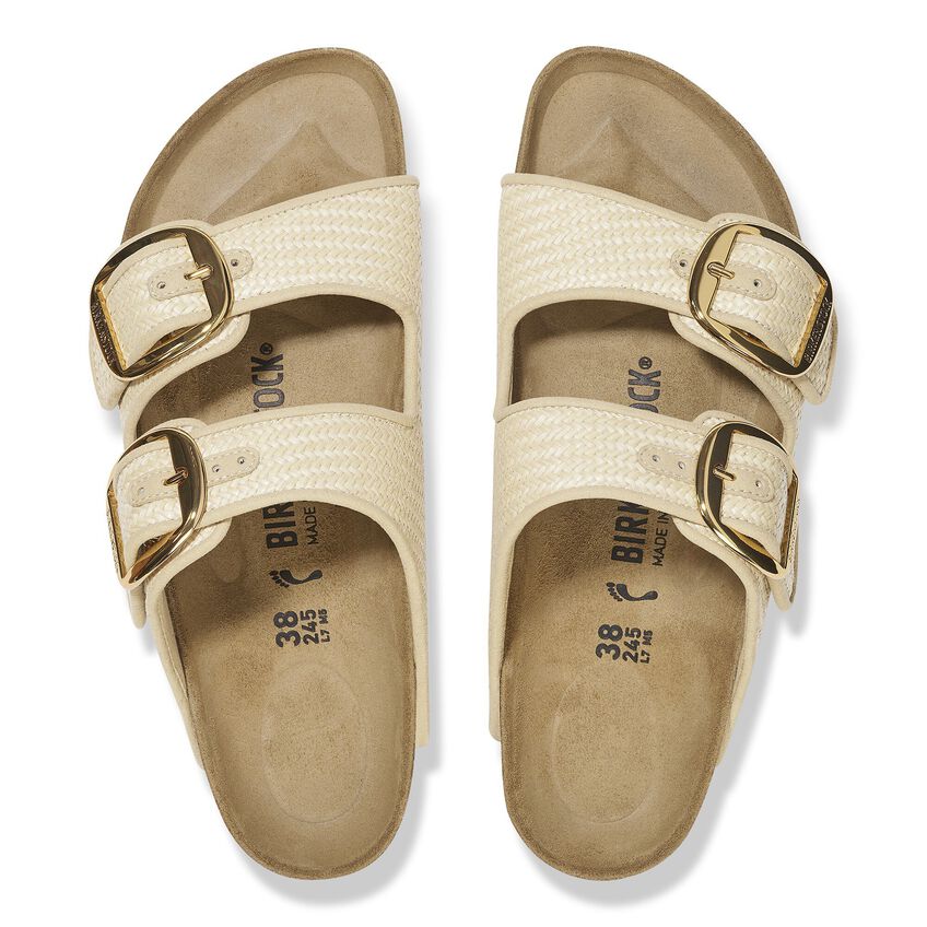 Birkenstock ARIZONA BIG BUCKLE 1029042 Natural | Raffia Textile Largeur Étroite - Dealorys