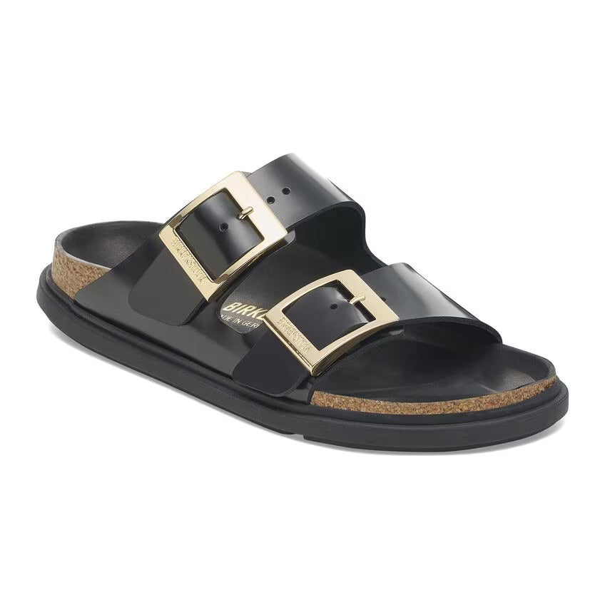 Birkenstock ARIZONA DROPLET BUCKLE 1029353 High Shine Noir | Cuir Largeur Étroite - Dealorys