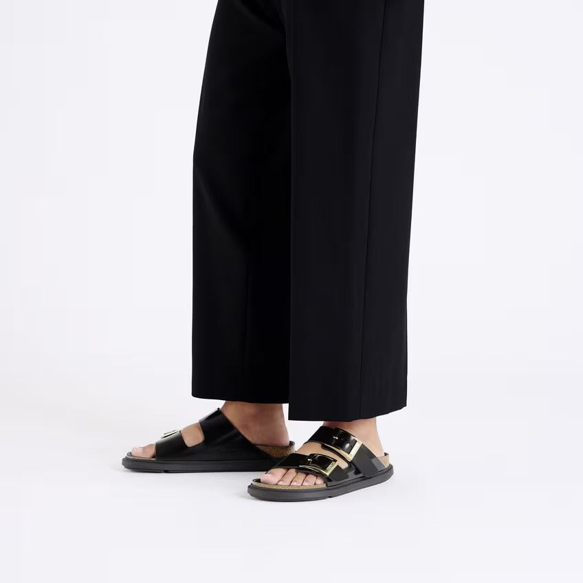 Birkenstock ARIZONA DROPLET BUCKLE 1029353 High Shine Noir | Cuir Largeur Étroite - Dealorys