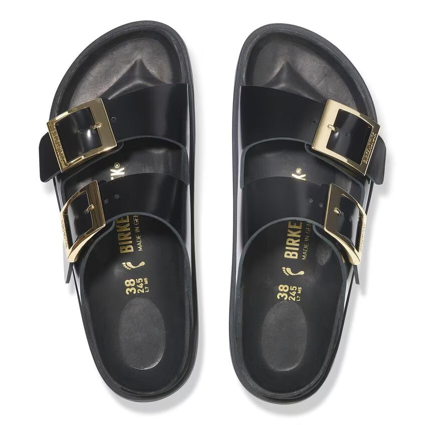 Birkenstock ARIZONA DROPLET BUCKLE 1029353 High Shine Noir | Cuir Largeur Étroite - Dealorys