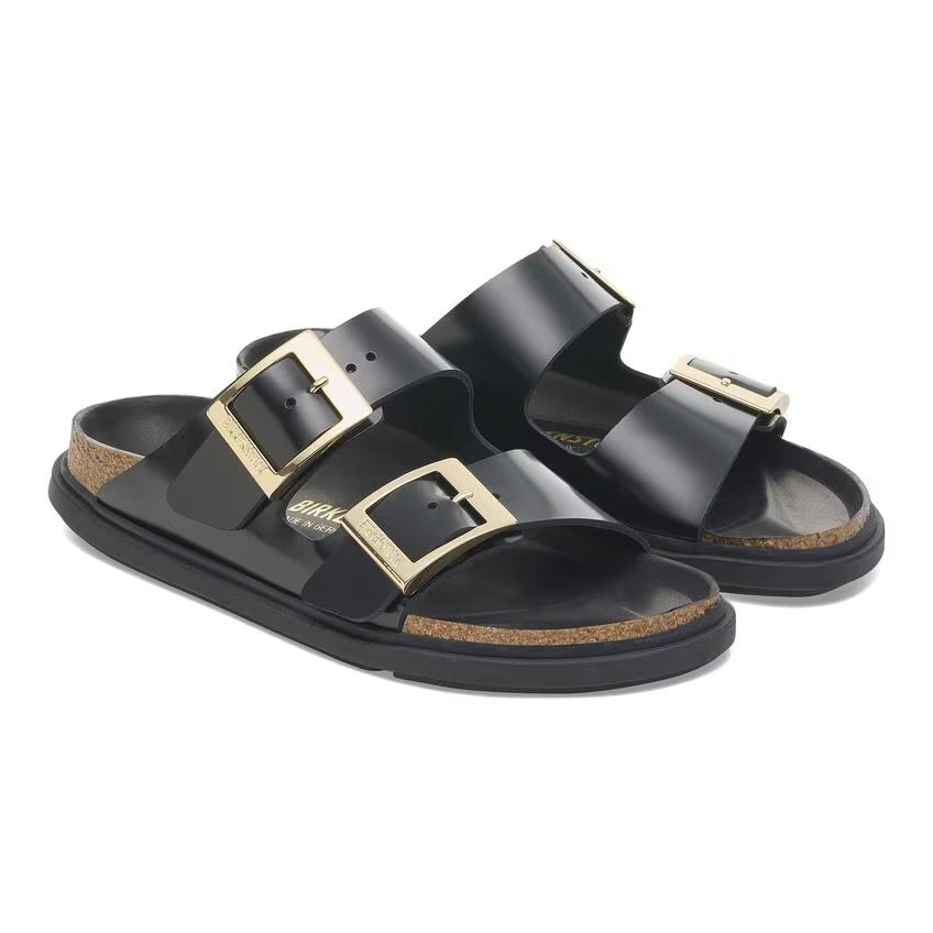 Birkenstock ARIZONA DROPLET BUCKLE 1029353 High Shine Noir | Cuir Largeur Étroite - Dealorys