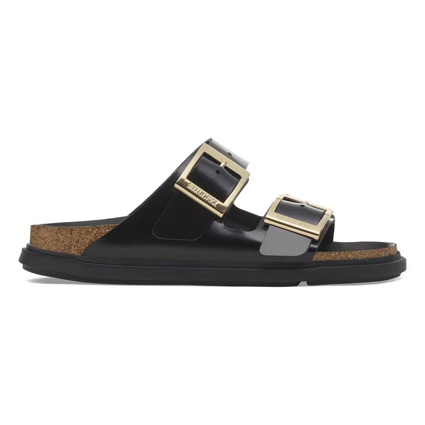 Birkenstock ARIZONA DROPLET BUCKLE 1029353 High Shine Noir | Cuir Largeur Étroite - Dealorys