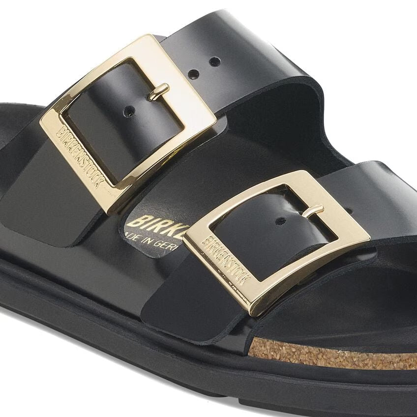 Birkenstock ARIZONA DROPLET BUCKLE 1029353 High Shine Noir | Cuir Largeur Étroite - Dealorys
