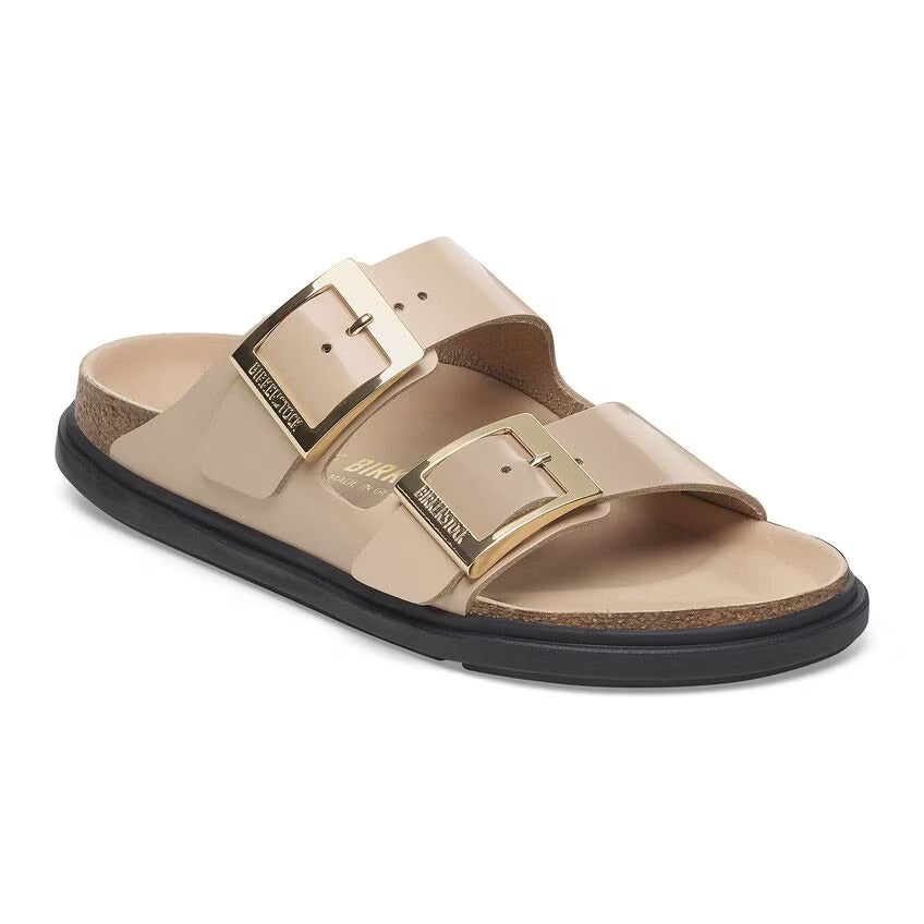 Birkenstock ARIZONA DROPLET BUCKLE 1029386 High Shine New Beige | Cuir Largeur Étroite - Dealorys
