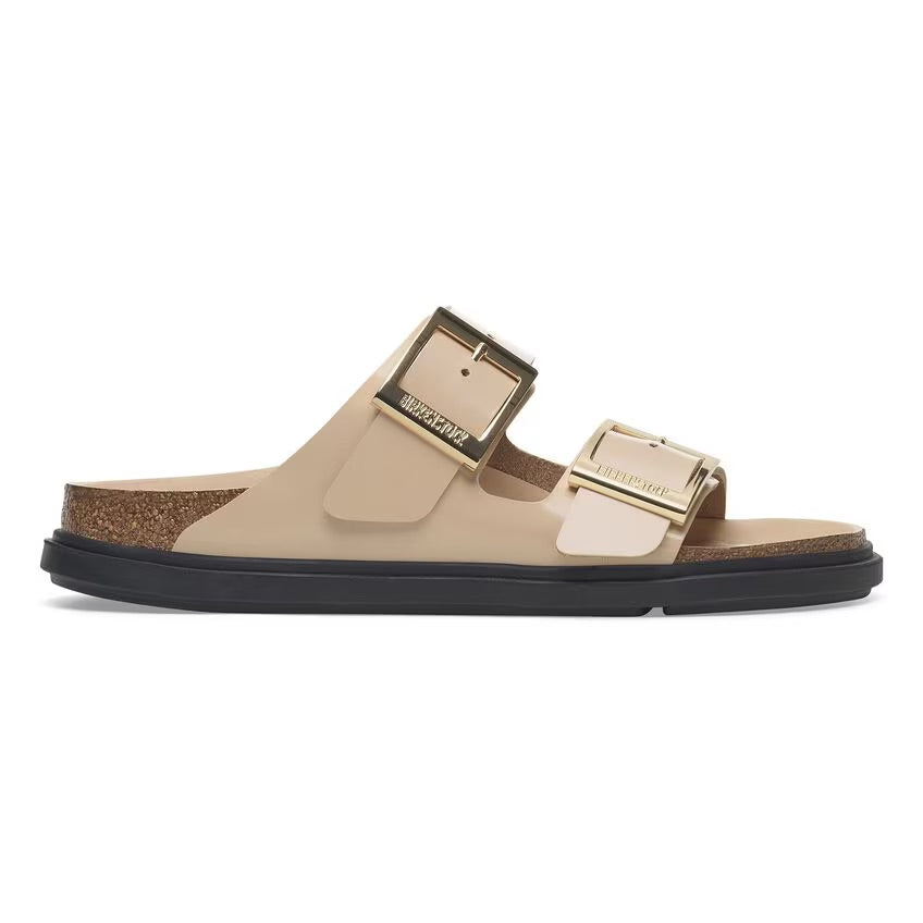 Birkenstock ARIZONA DROPLET BUCKLE 1029386 High Shine New Beige | Cuir Largeur Étroite - Dealorys