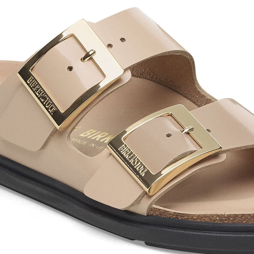 Birkenstock ARIZONA DROPLET BUCKLE 1029386 High Shine New Beige | Cuir Largeur Étroite - Dealorys