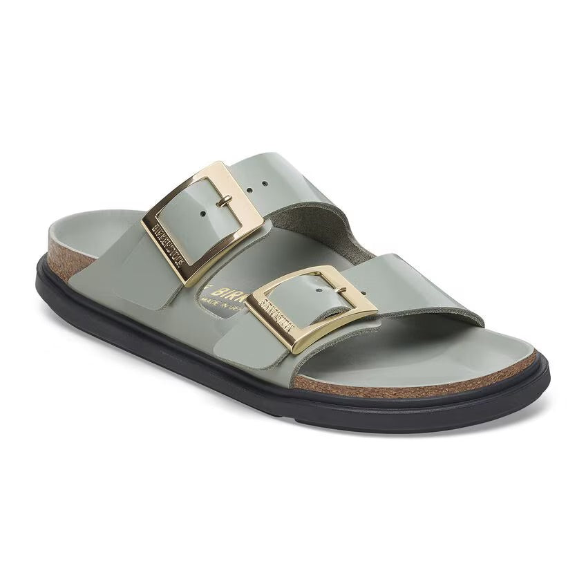 Birkenstock ARIZONA DROPLET BUCKLE 1029367 High Shine Pure Sage | Cuir Largeur Étroite - Dealorys