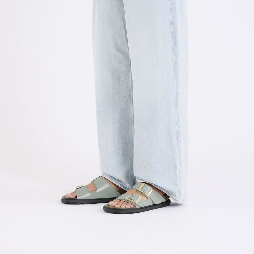 Birkenstock ARIZONA DROPLET BUCKLE 1029367 High Shine Pure Sage | Cuir Largeur Étroite - Dealorys