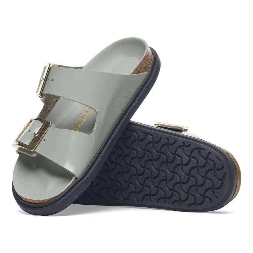 Birkenstock ARIZONA DROPLET BUCKLE 1029367 High Shine Pure Sage | Cuir Largeur Étroite - Dealorys