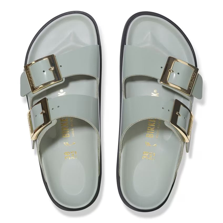 Birkenstock ARIZONA DROPLET BUCKLE 1029367 High Shine Pure Sage | Cuir Largeur Étroite - Dealorys