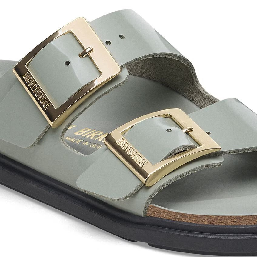 Birkenstock ARIZONA DROPLET BUCKLE 1029367 High Shine Pure Sage | Cuir Largeur Étroite - Dealorys