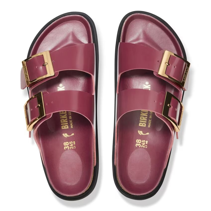 Birkenstock ARIZONA DROPLET BUCKLE 1030367 High Shine Zinfandel | Cuir Largeur Étroite - Dealorys