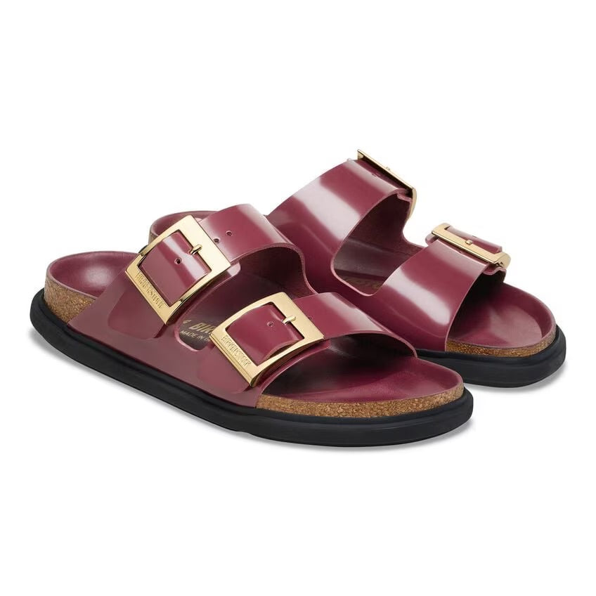 Birkenstock ARIZONA DROPLET BUCKLE 1030367 High Shine Zinfandel | Cuir Largeur Étroite - Dealorys