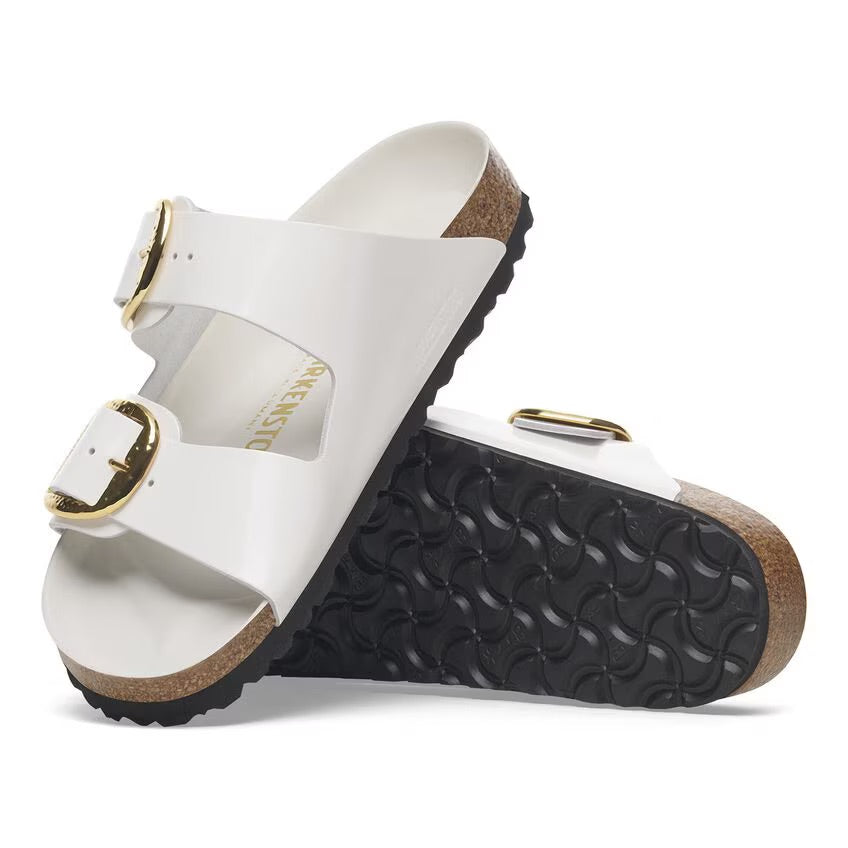 Birkenstock ARIZONA HAMMERED BIG BUCKLE 1029520 High Shine Antique White | Cuir Largeur Étroite - Dealorys