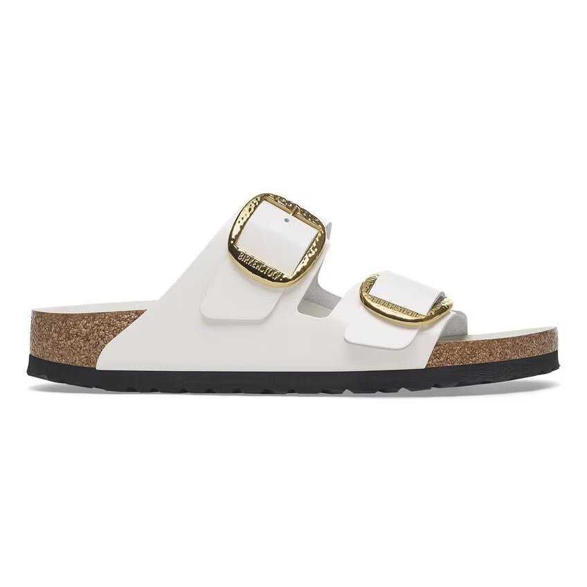 Birkenstock ARIZONA HAMMERED BIG BUCKLE 1029520 High Shine Antique White | Cuir Largeur Étroite - Dealorys