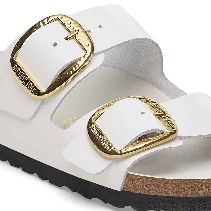 Birkenstock ARIZONA HAMMERED BIG BUCKLE 1029520 High Shine Antique White | Cuir Largeur Étroite - Dealorys