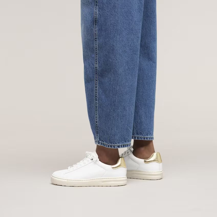 Birkenstock BEND LOW 1030162 White/Gold | Cuir Largeur Étroite - Dealorys