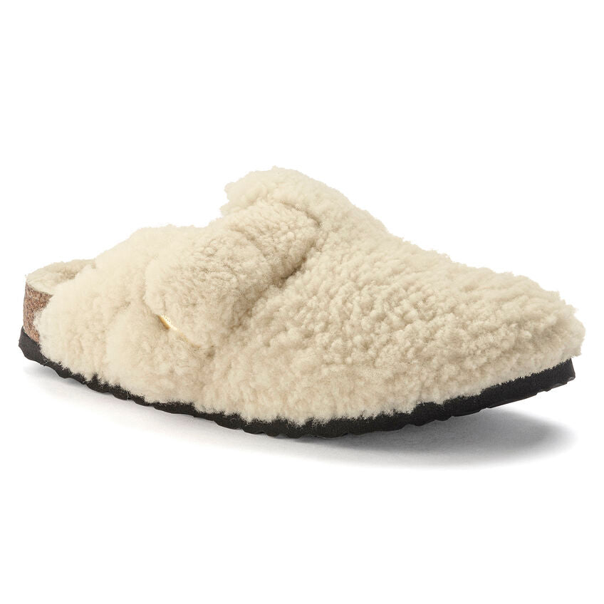 Birkenstock BOSTON BIG BUCKLE Shearling 1025664 Eggshell | Teddy Largeur Étroite - Dealorys
