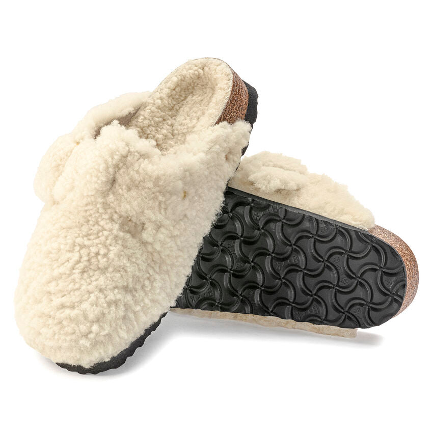 Birkenstock BOSTON BIG BUCKLE Shearling 1025664 Eggshell | Teddy Largeur Étroite - Dealorys