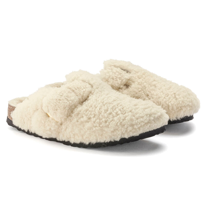 Birkenstock BOSTON BIG BUCKLE Shearling 1025664 Eggshell | Teddy Largeur Étroite - Dealorys