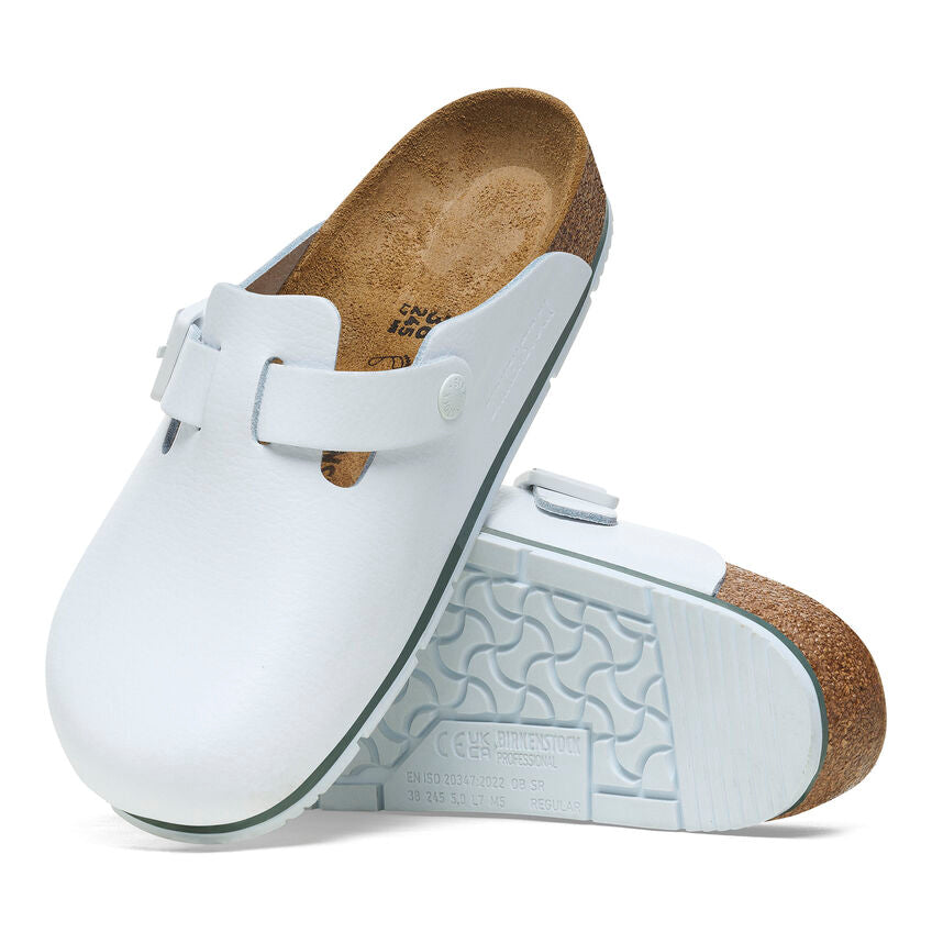 Birkenstock BOSTON PRO 1025992 Blanc | Cuir Largeur Régulière Sabots professionnels antidérapants - Dealorys