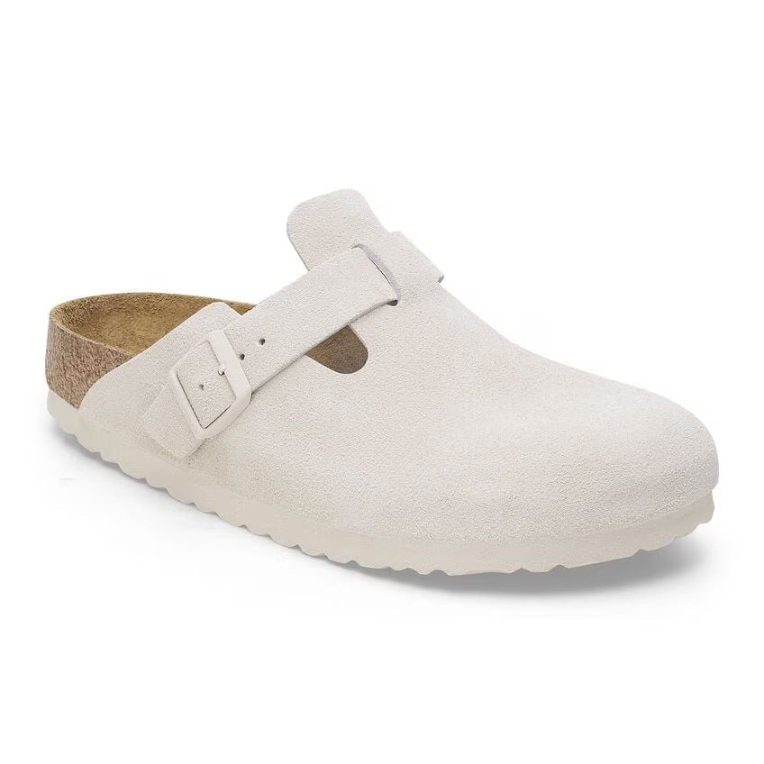Birkenstock BOSTON SOFT 1027693 Antique White | Suède Largeur Étroite - Dealorys