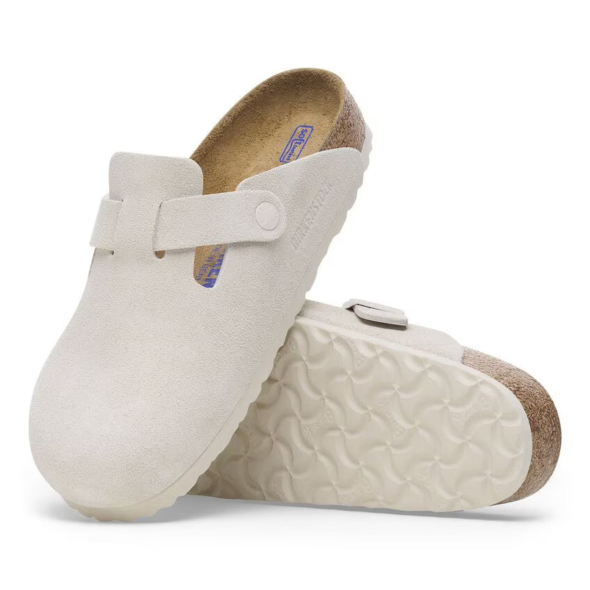 Birkenstock BOSTON SOFT 1027693 Antique White | Suède Largeur Étroite - Dealorys