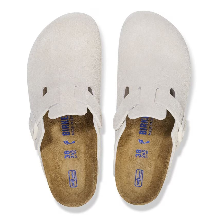 Birkenstock BOSTON SOFT 1027693 Antique White | Suède Largeur Étroite - Dealorys