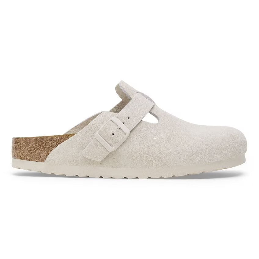 Birkenstock BOSTON SOFT 1027693 Antique White | Suède Largeur Étroite - Dealorys