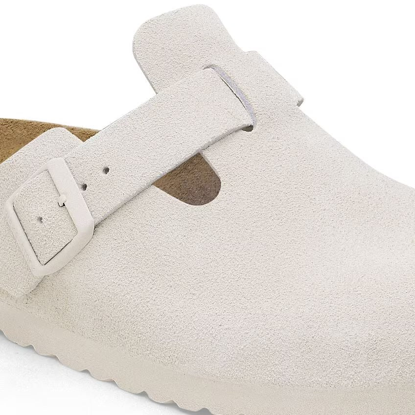 Birkenstock BOSTON SOFT 1027693 Antique White | Suède Largeur Étroite - Dealorys