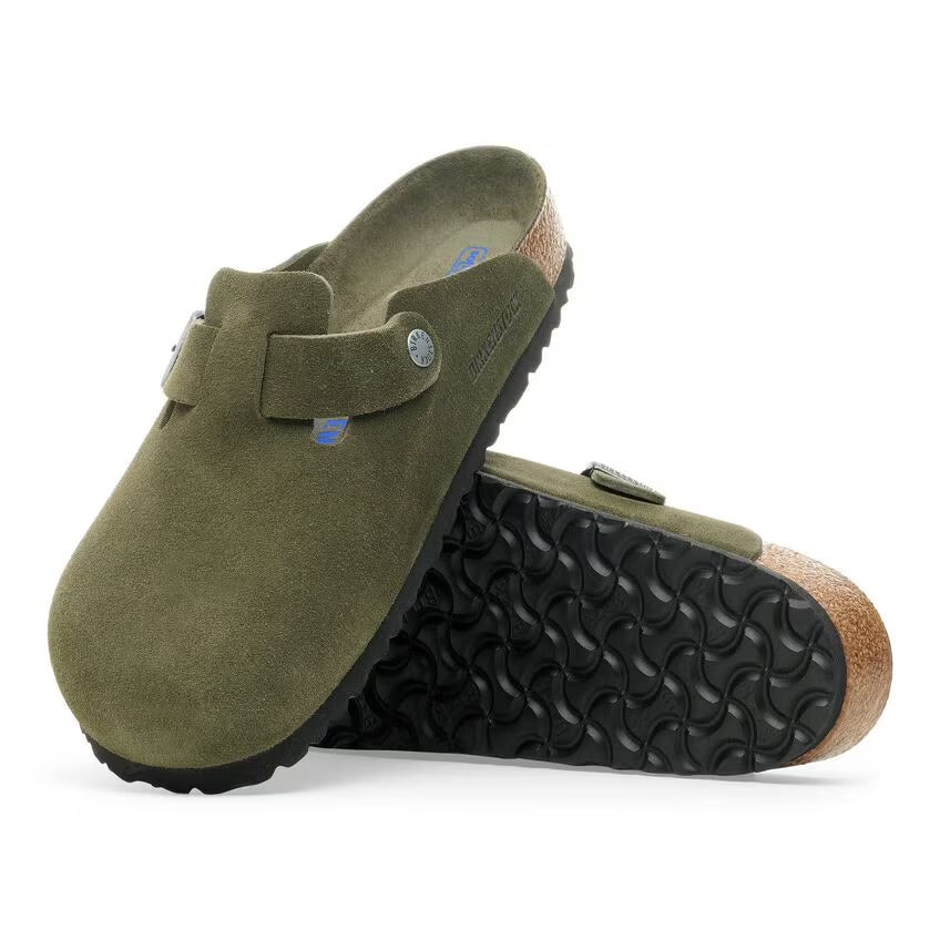 Birkenstock BOSTON SOFT 1030892 Thyme | Suède Largeur Étroite - Dealorys