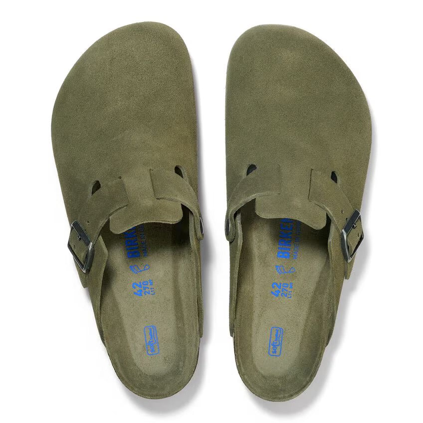 Birkenstock BOSTON SOFT 1030892 Thyme | Suède Largeur Étroite - Dealorys