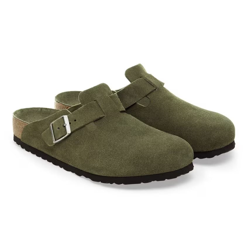Birkenstock BOSTON SOFT 1030892 Thyme | Suède Largeur Étroite - Dealorys