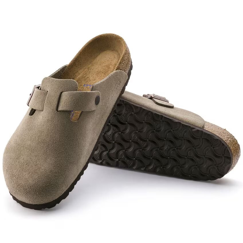 Birkenstock BOSTON SOFT 560771 Taupe | Suède Largeur Régulière - Dealorys