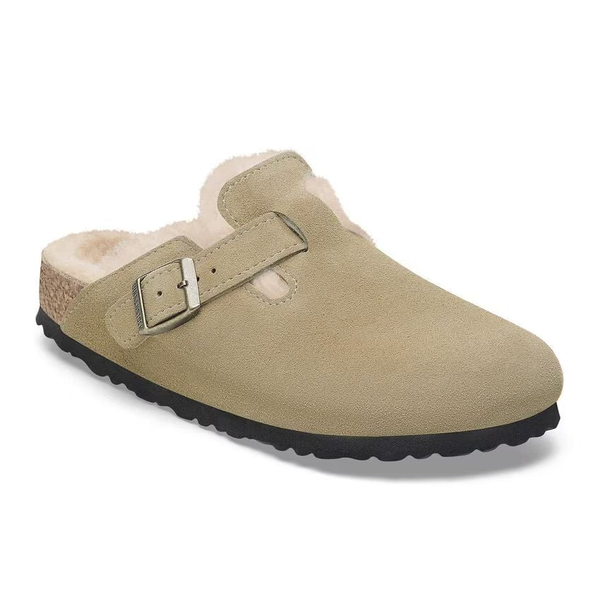 Birkenstock BOSTON Shearling 1028299 Taupe | Suède/Shearling Largeur Étroite - Dealorys