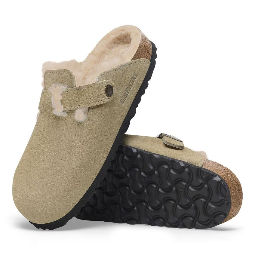 Birkenstock BOSTON Shearling 1028299 Taupe | Suède/Shearling Largeur Étroite - Dealorys